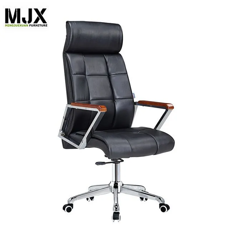 Black PU leather chair high back executive office chair with PU nylon castors