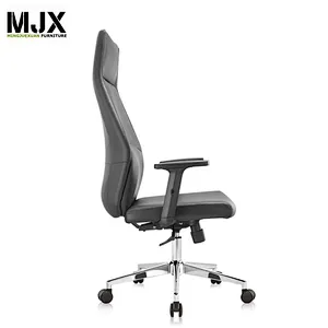 2019 new design  competitive luxury black PU high back boss chair with chrome metal base