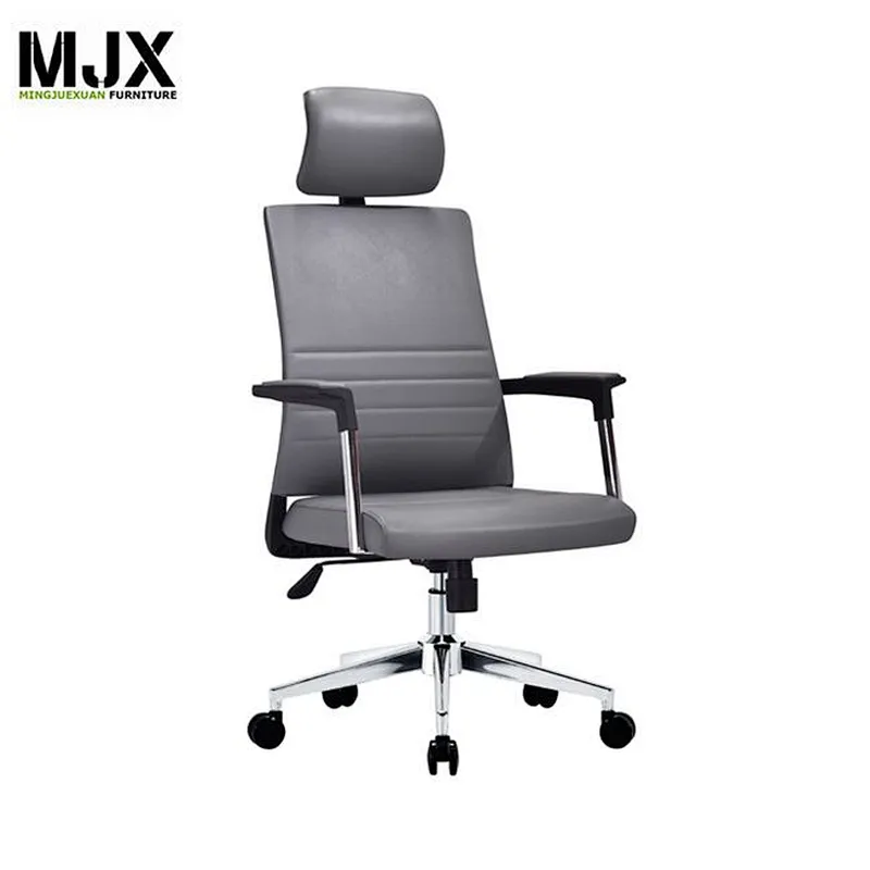 Comfortable brown PU leather mid back executive office chair with BIFMA passed 60mm PU nylon castors