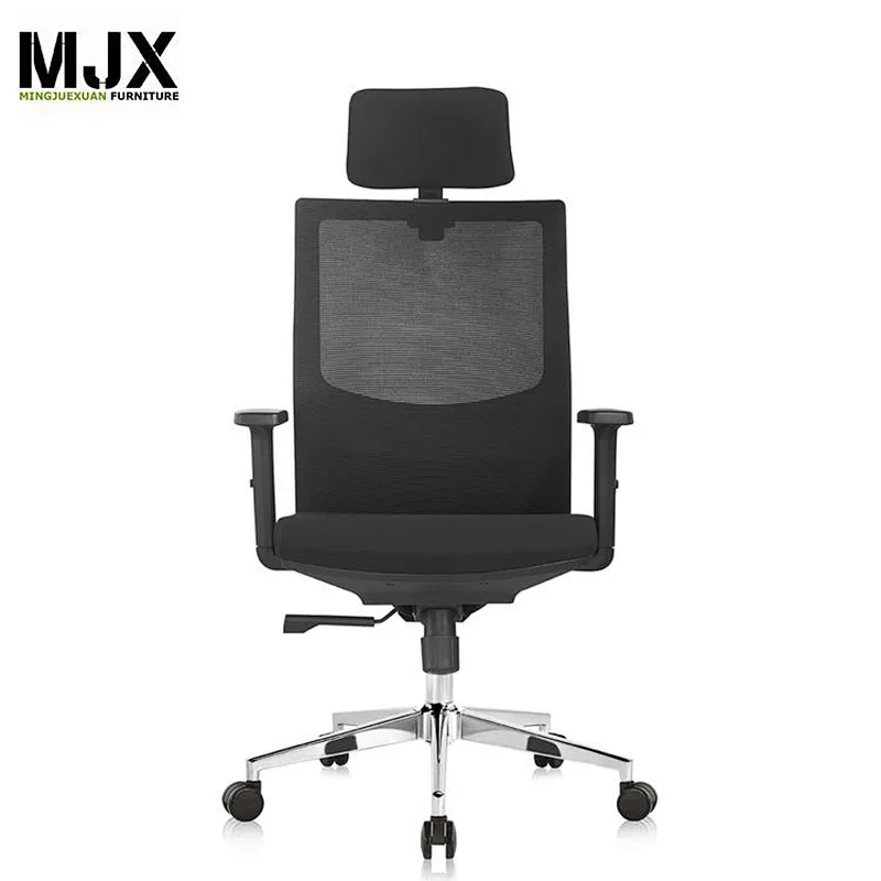 Popular high back black mesh ergonomic chair with 350mm chrome metal base