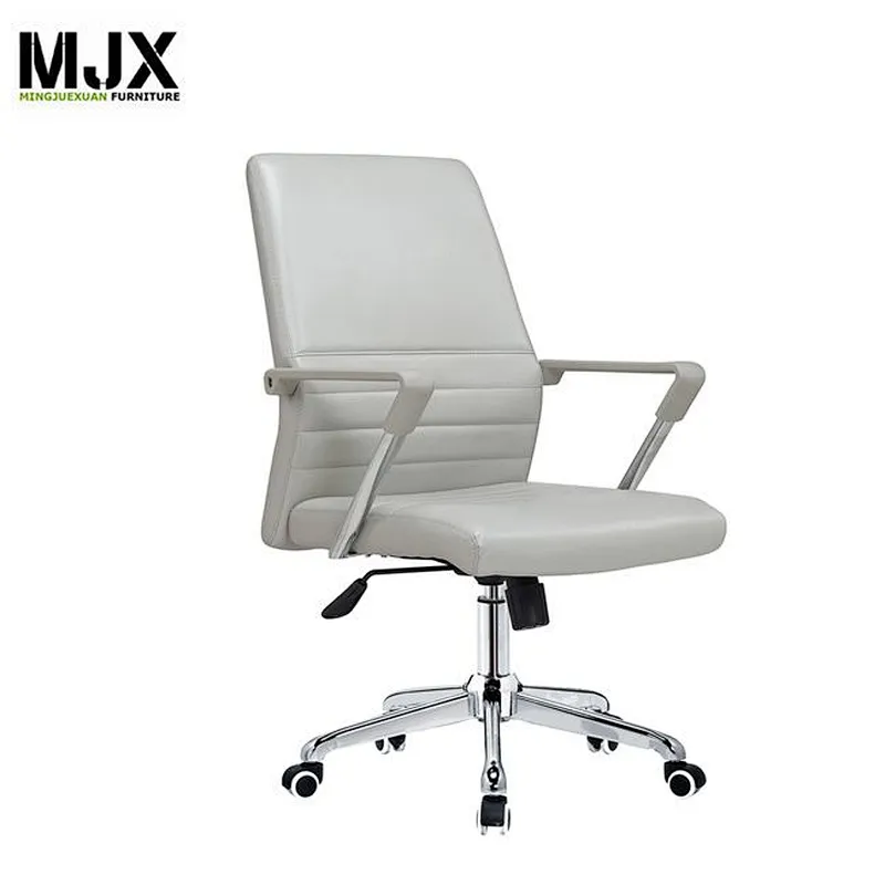 Competitive high back white PU swivel chair with PU padded seat&back