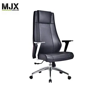 High end black high back PU leather luxury boss swivel chair 370mm luxury chrome metal base
