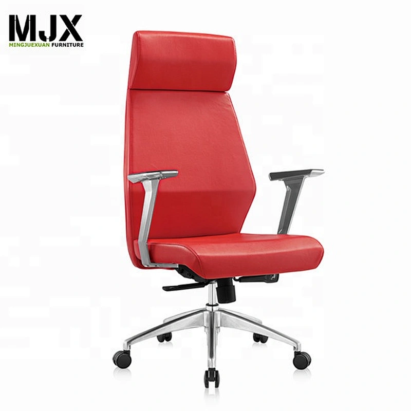 Luxury boss office leather chair with PU nylon castors aluminium base office chair