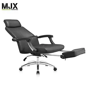 High end  black high back PU sleeping office chair with 370mm chrome base