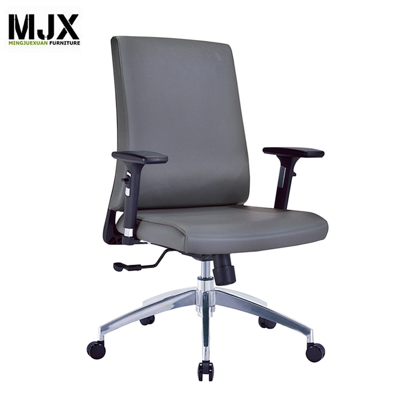 Home furniture grey leather desk chair adjustable indoor sitting work chair