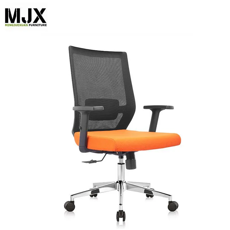 Comfortable orange mesh mid back mesh office chair