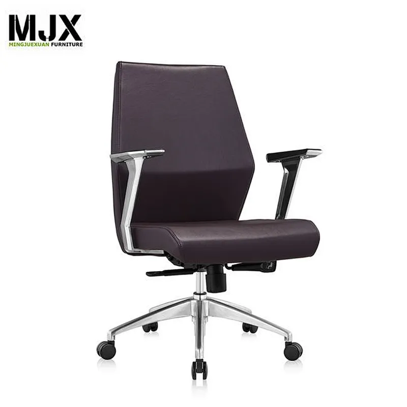 High end comfortable luxury grey PU mid back boss chair with 60mm PU nylon castors with BIFMA standard