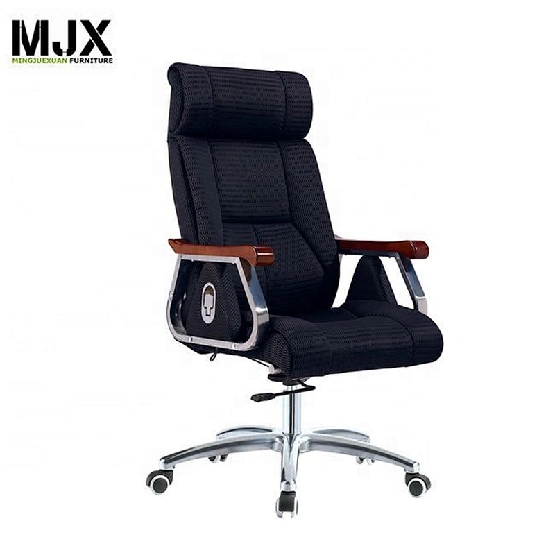 MJX luxury leather boss office chair with wooden armrest