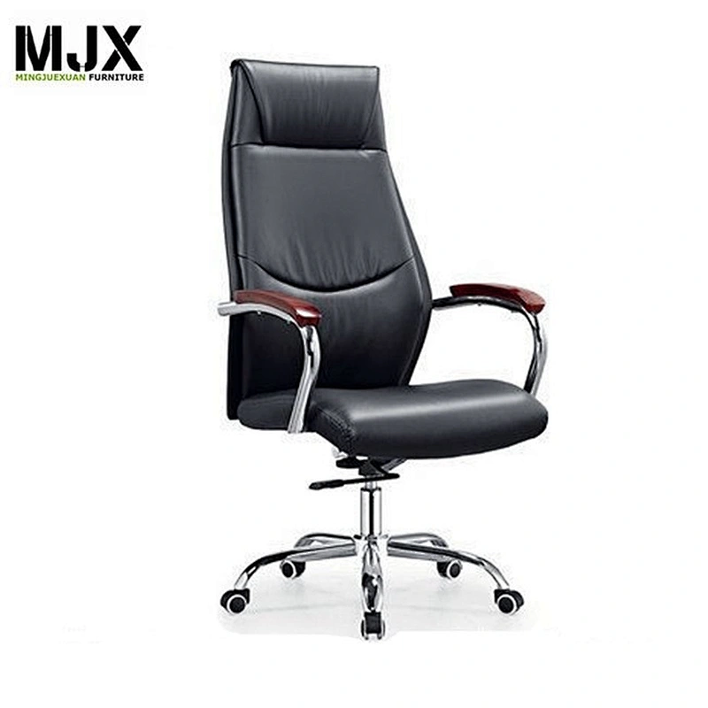 regency style reclining modern office chair Chrome metal arm with Oak wood armpad