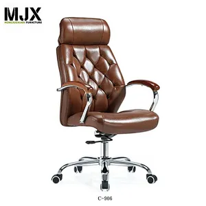 High-tech modern executive office chair leather boss chair with Chrome metal arm