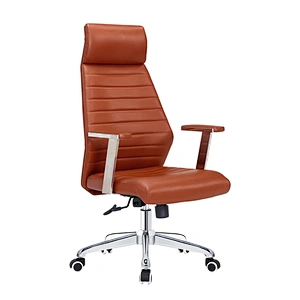 Office equipment adjustable height chair black  leather CEO office chair with Chrome metal arm frame