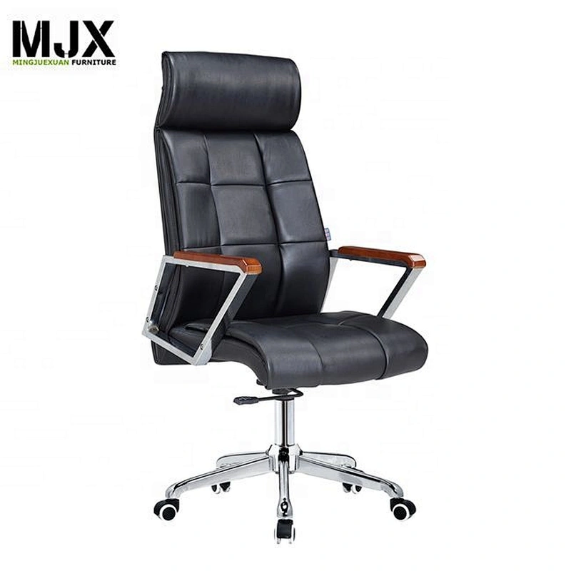 Wholesale high back coffee executive leather boss office chair with chrome metal 5-star base