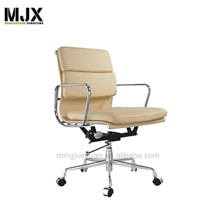 High back aluminium upholstered office leather chair