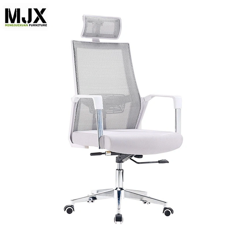 high back adjustable headrest white mesh executive chair