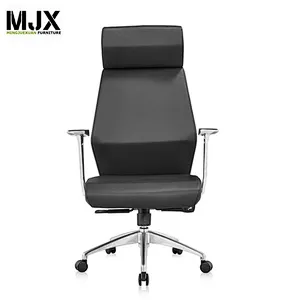 Simple design  luxury red PU high back office chair with PU padded armrest with aluminium alloy inside