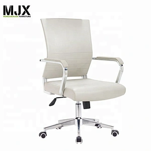 Good quality mid back white leather executive chair