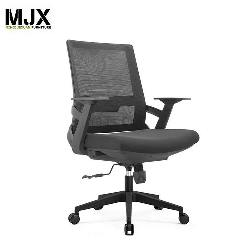Hgih end mid back  black mesh office chair with fixed pp with fiber armrest