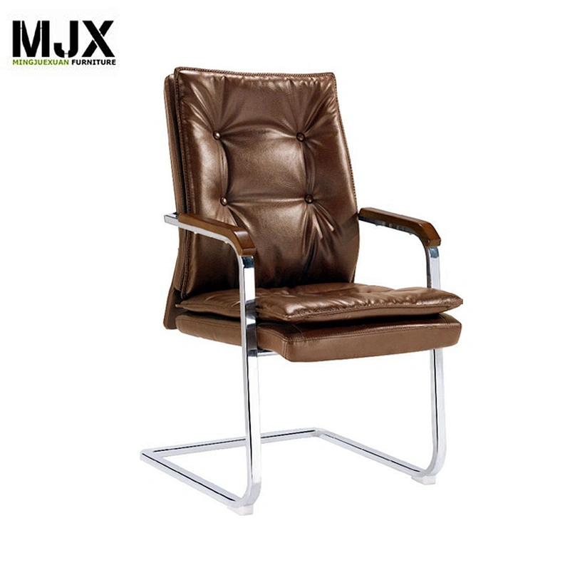 Foshan no wheels wood armpad PU reception boardroom chairs