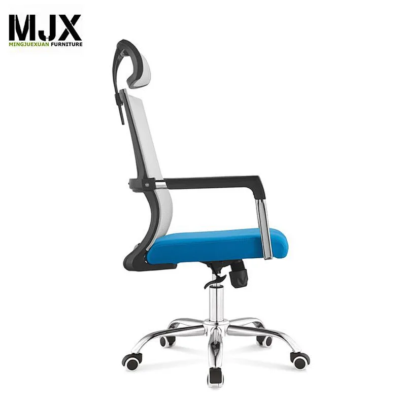 Durable high back grey mesh office chair with black removed armrest