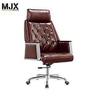 Foshan factory hot sale new design Swivel Leather Executive Chair high quality office furniture with oak wood armpad