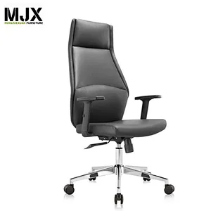 2019 new design  competitive luxury black PU high back boss chair with chrome metal base