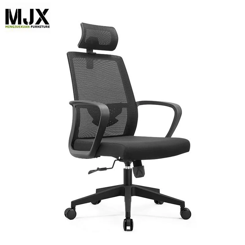 Simple design black high back black mesh ergonomic chair with 340mm nylon base
