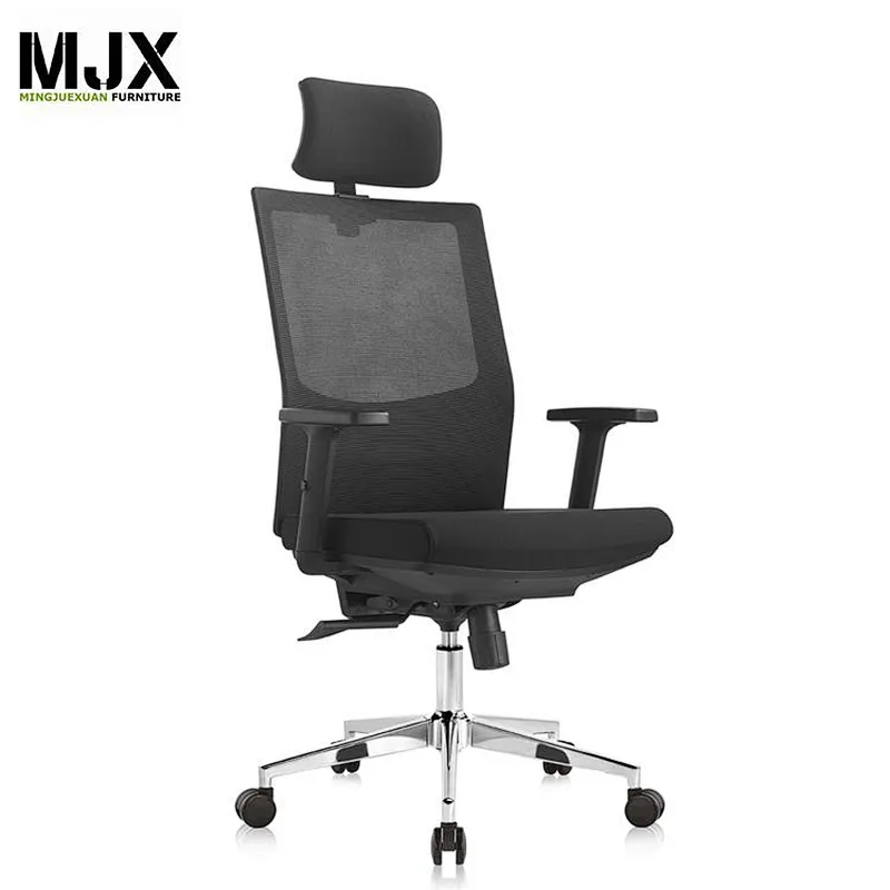 Popular high back black mesh ergonomic chair with 350mm chrome metal base
