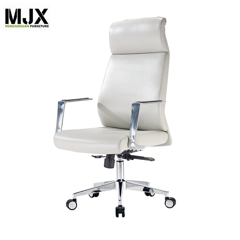 white PU executive chair back reclining back with aluminium base