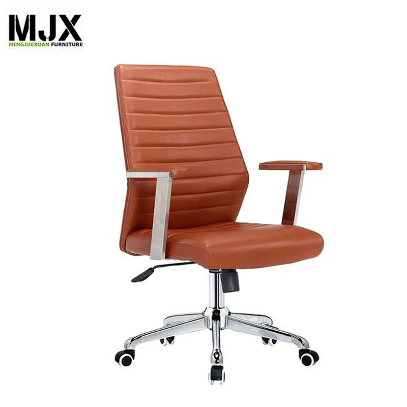 High back brown PU swivel chair with PU padded seat&back