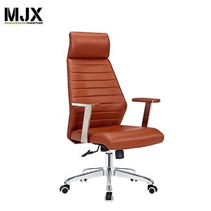 PU covered high back ergonomic office chair with stainless steel armrest