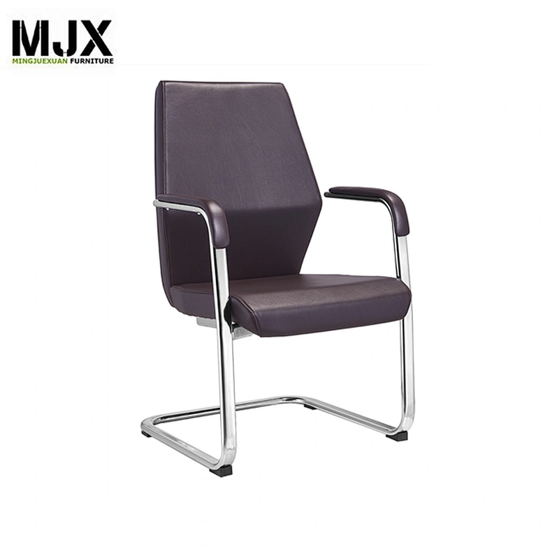 High end comfortable luxury brown PU mid back boss chair with aluminium alloy base