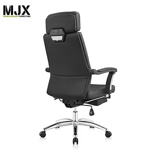 High end  black high back PU sleeping office chair with 370mm chrome base