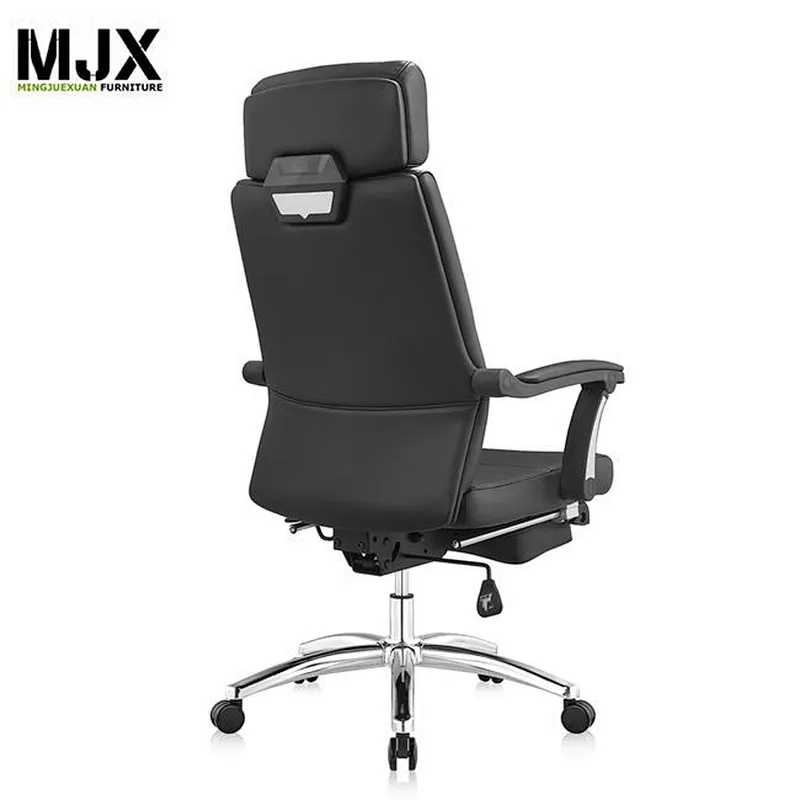High end  black high back PU sleeping office chair with 370mm chrome base