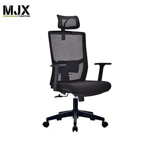 High end design black high back mesh swivel office chair with height adjustable lumbar support