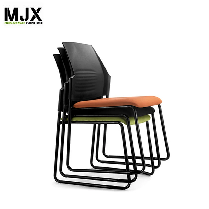 Hot sales fabric padded back and seat training chair with chrome metal frame