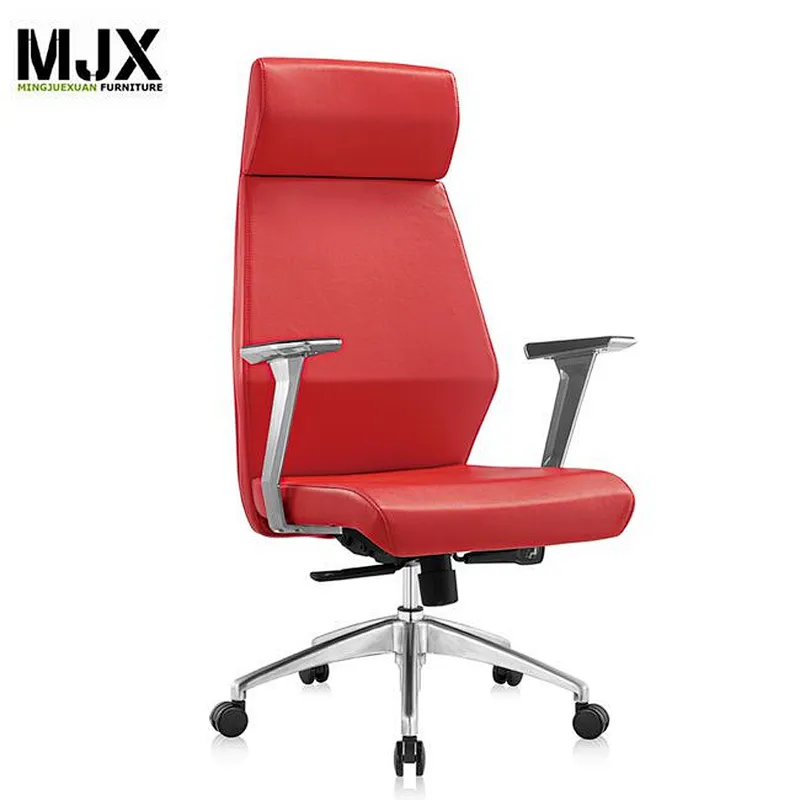 Top quality  hot-selling luxury grey PU high back office chair with 350mm aluminium alloy polish base