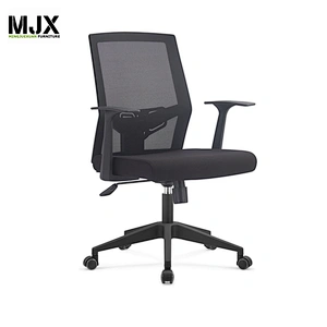 Black computer swivel mesh office chair with aluminium base