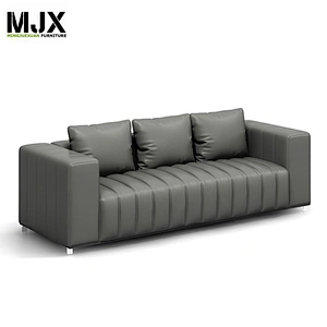 New model design Office furniture  office  grey PU leather three seat sofa
