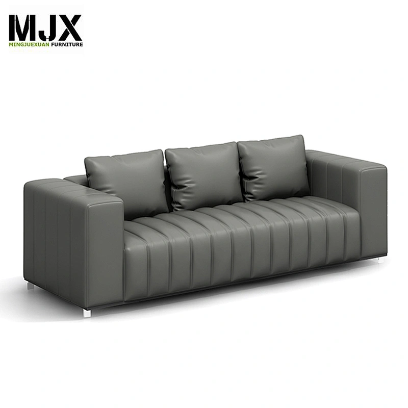 New model design Office furniture  office  grey PU leather three seat sofa