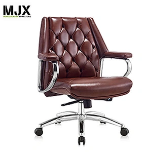 Factory design mid back 360 degree revolving brown PU seating furniture in office