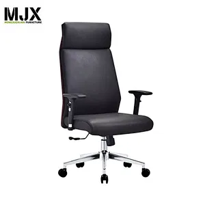 High end black high back PU leather luxury boss swivel chair 370mm luxury chrome metal base
