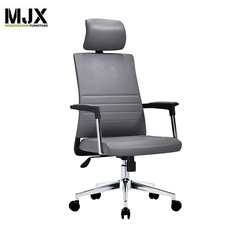 Home furniture grey leather desk chair adjustable indoor sitting work chair