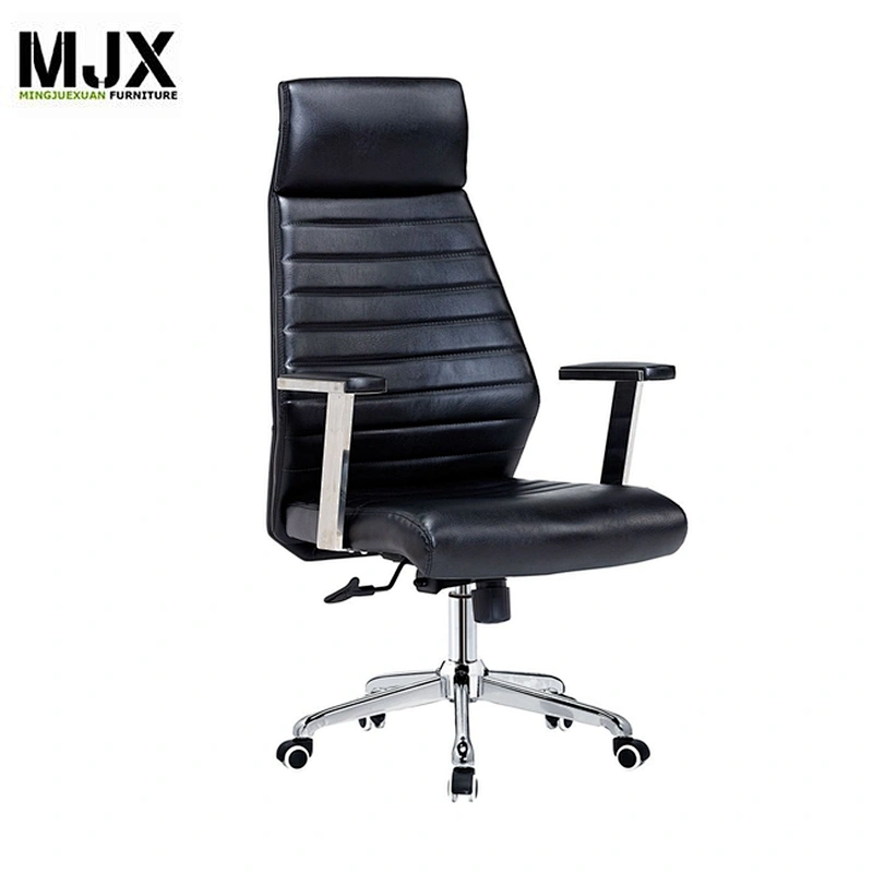 Factory PU high back Grey color manager chair revolving chair with wheels