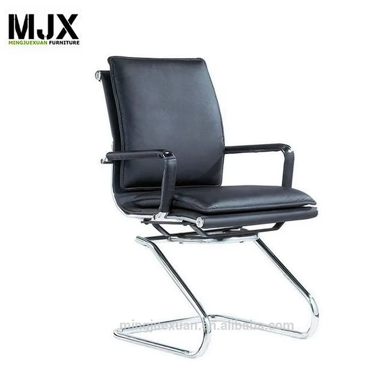 popular Mesh Fabric visitor chair with wood arm  chrome metal frame modern meeting chair