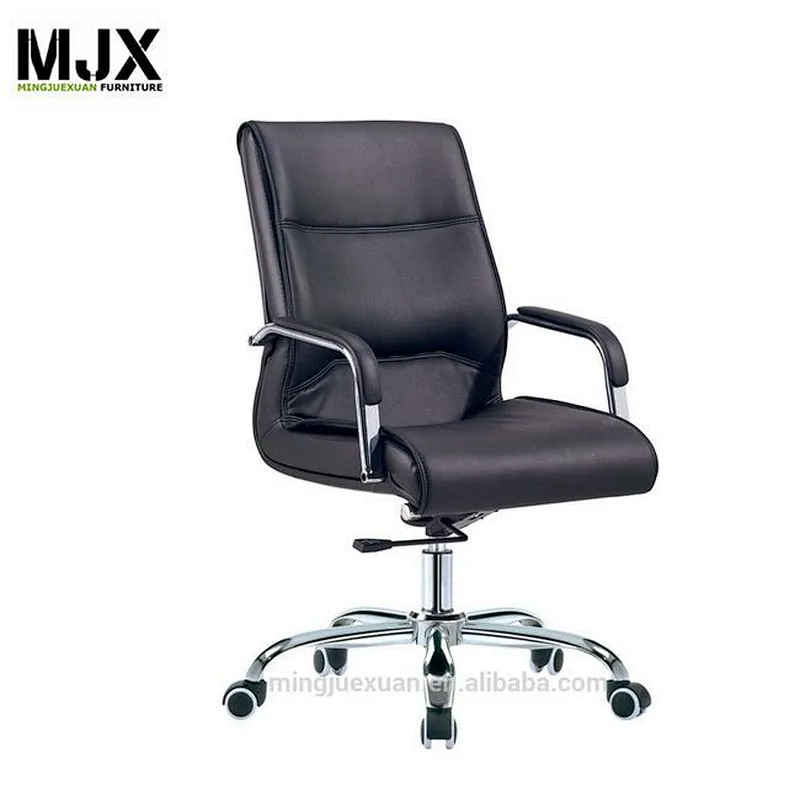 High end pu leather bank manager chair mid back chair with oak wood armpad