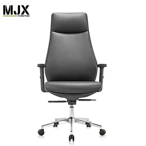 2019 new design  competitive luxury black PU high back boss chair with chrome metal base