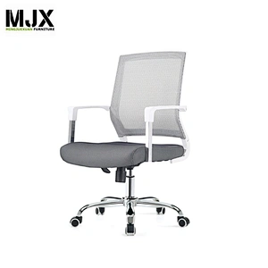 Durable simple design mid back grey mesh office chair with chrome metal base