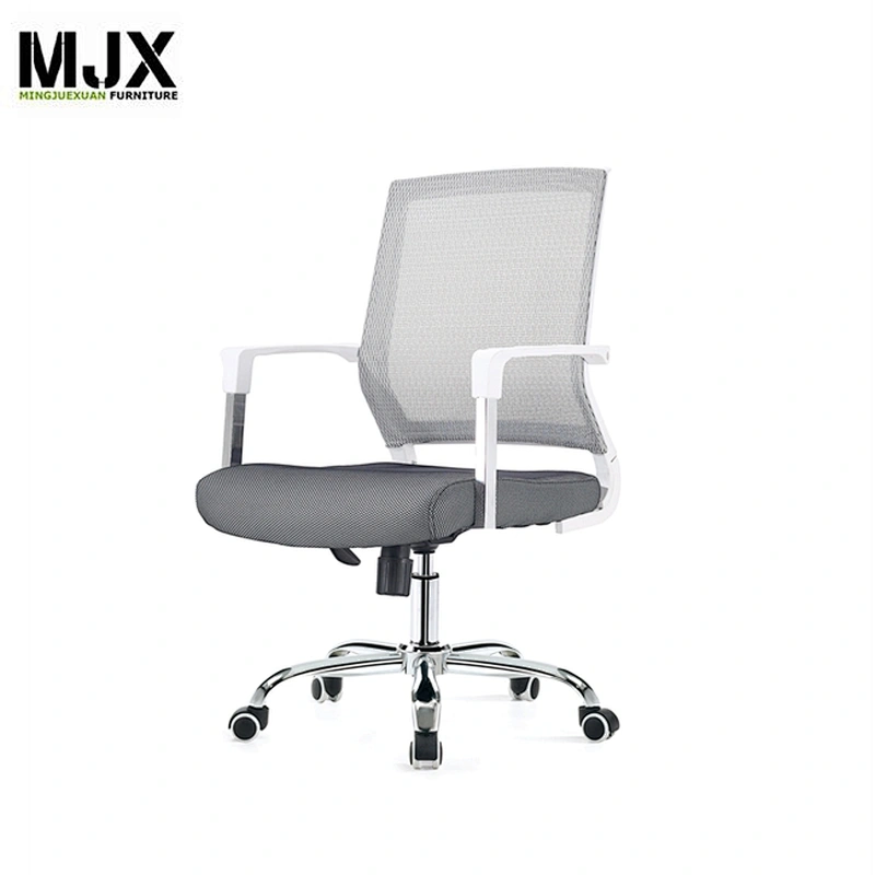 Durable simple design mid back grey mesh office chair with chrome metal base