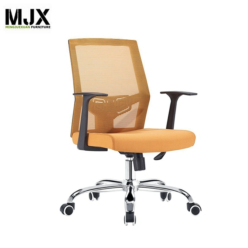 Grey color mid back revolving ergonomic mesh staff chair