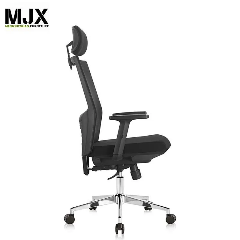 Popular high back black mesh ergonomic chair with 350mm chrome metal base